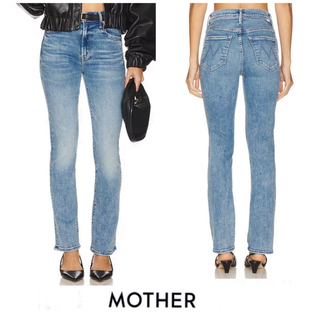 MOTHER High Waisted Rascal Flood Eye Of Tiger Wash Straight Denim Jeans Sz 26